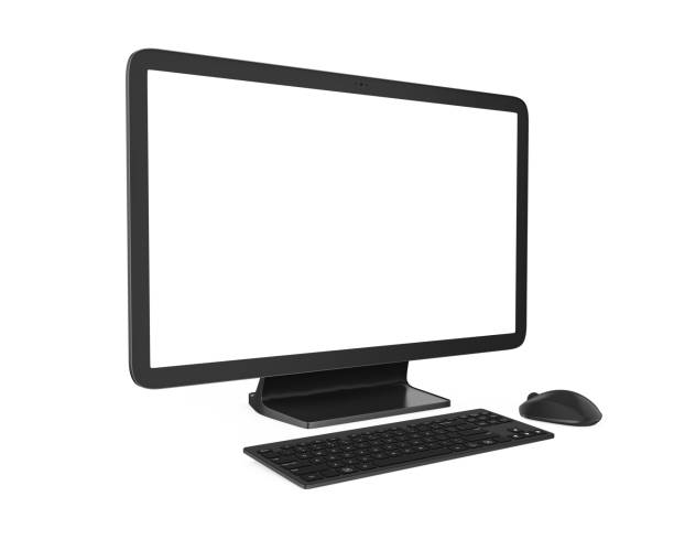 istock Desktop Computer with a Blank White Screen Monitor, Keyboard and Mouse Isolated 951994780
