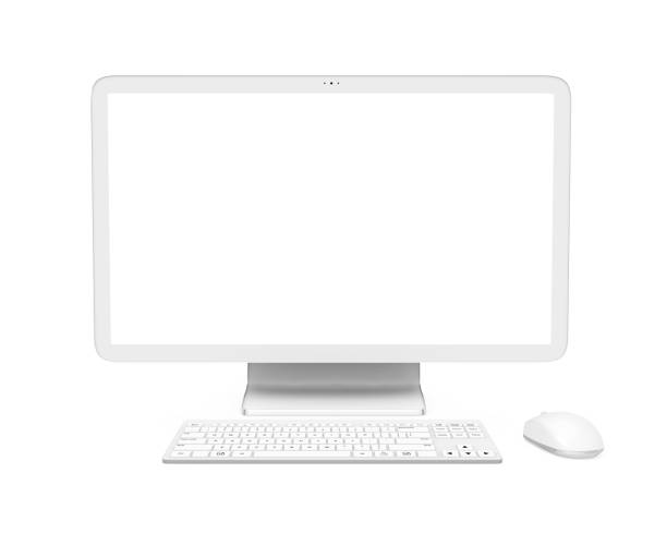 istock Desktop Computer with a Blank White Screen Monitor, Keyboard and Mouse Isolated 951995004
