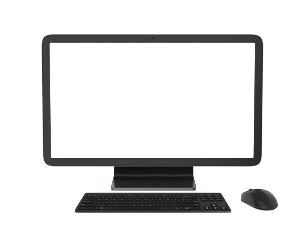 istock Desktop Computer with a Blank White Screen Monitor, Keyboard and Mouse Isolated 951995224