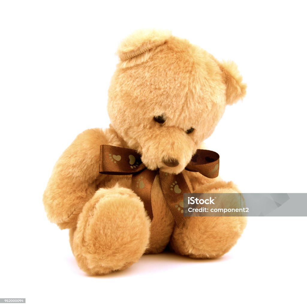 Sad Lonely Teddy Bear Isolated On White Background Unhappy And Alone Doll  Close Up Stock Photo - Download Image Now - iStock