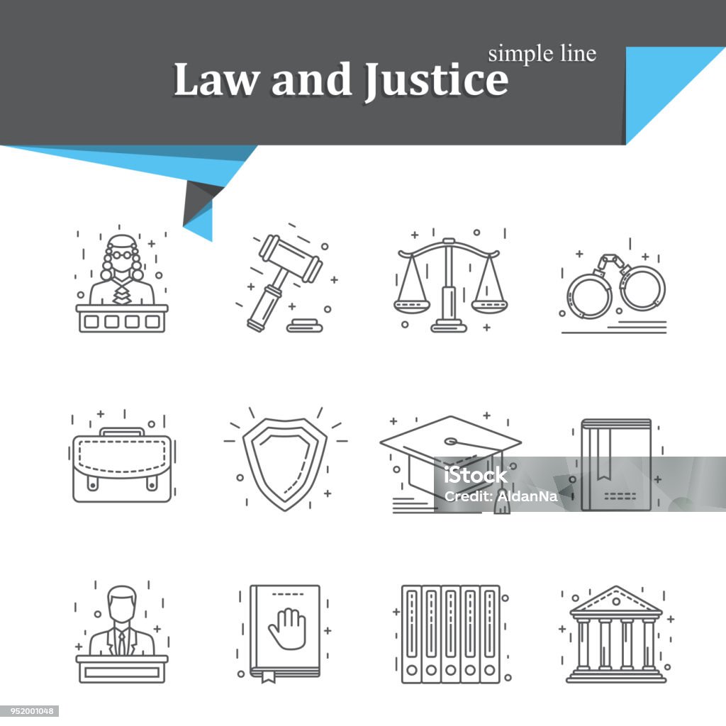 Law and Justice icon Law and Justice icon trendy modern thin line isolated. Book stock vector