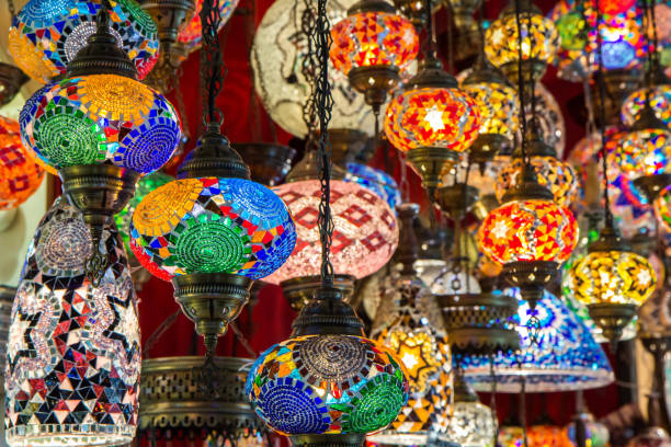 istock Multi-colored lamps hanging at the Grand Bazaar in Istanbul, Turkey 952001528