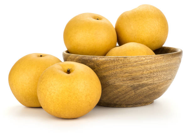 Fresh Nashi golden pear isolated on white stock photo
