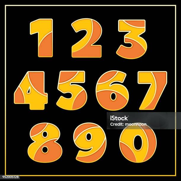 Numbers Pattern Orange Orange Enamel Jewerly Stylized Numbers Design Stock Illustration ...
