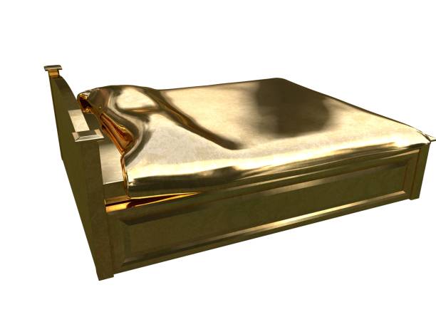 istock 3d rendering of a golden bed isolated on a white background 952005710