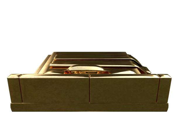 istock 3d rendering of a golden bed isolated on a white background 952005890