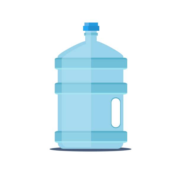 Vector water for cooler. Transparent bottle for office Vector water for cooler. Transparent bottle for office. Water delivery mock up blue jug stock illustrations