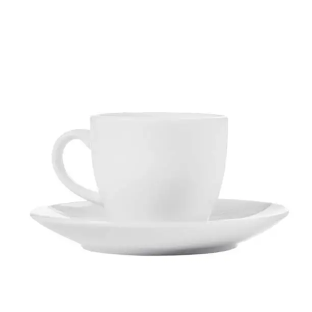 Photo of White coffee cup from a cup and saucer isolate on a white background