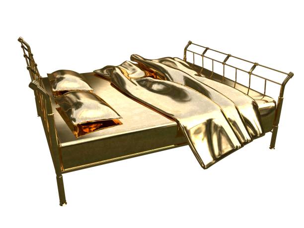istock 3d rendering of a golden bed isolated on a white background 952008070
