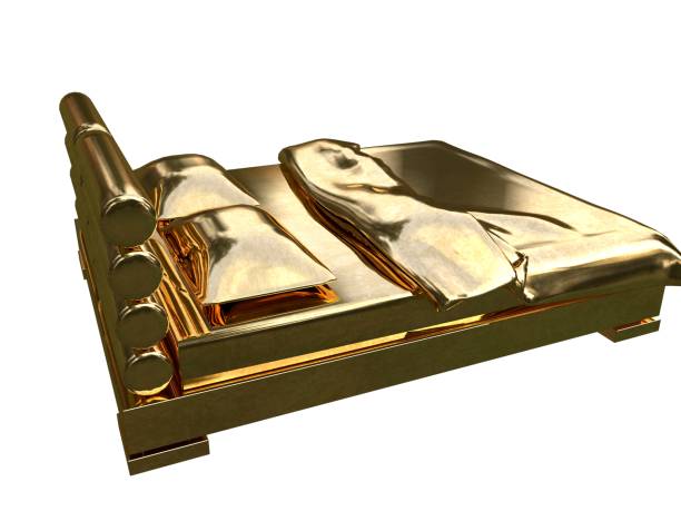 istock 3d rendering of a golden bed isolated on a white background 952008080