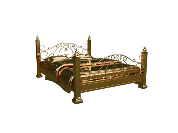 istock 3d rendering of a golden bed isolated on a white background 952008218