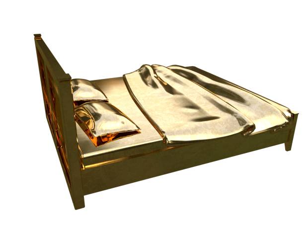 istock 3d rendering of a golden bed isolated on a white background 952008698