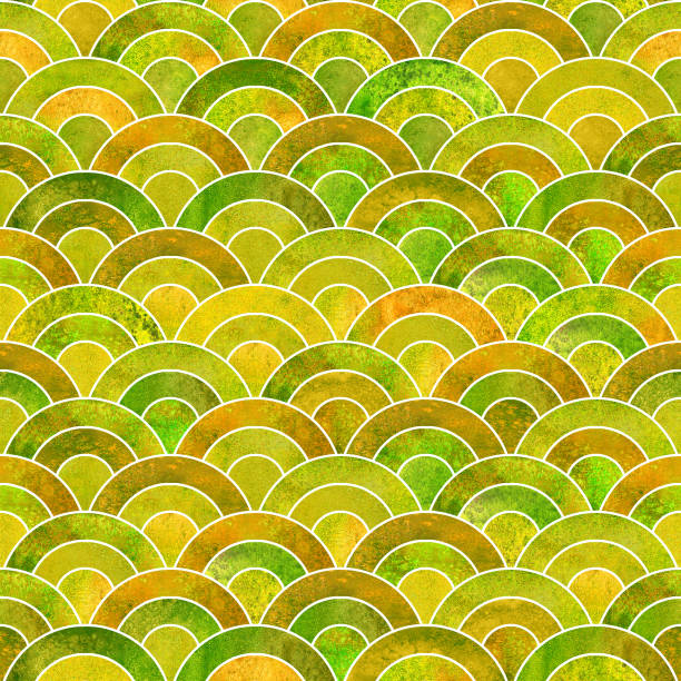 魚スケール波日本のシームレス パターン - sea striped backdrop backgrounds点のイラスト素材／クリップアート素�材／マンガ素材／アイコン素材