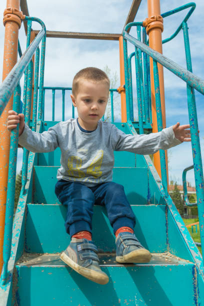 istock The boy is playing on the stairs 952010710