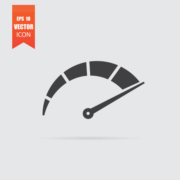 Speedometer icon in flat style isolated on grey background. Speedometer icon in flat style isolated on grey background. For your design, logo. Vector illustration. rapid stock illustrations