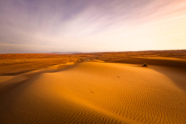 istock sand dunes and desert camp, oman 952011350