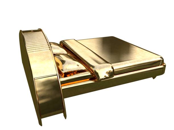 istock 3d rendering of a golden bed isolated on a white background 952012422