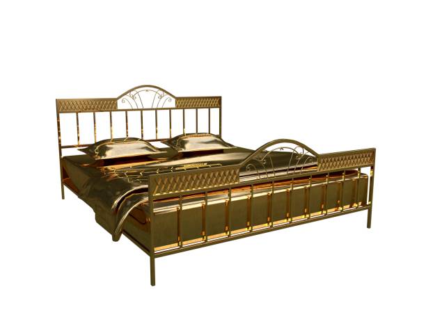 istock 3d rendering of a golden bed isolated on a white background 952012628