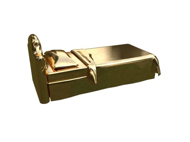istock 3d rendering of a golden bed isolated on a white background 952013076
