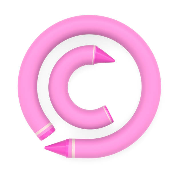 istock Pink wax crayon copyright symbol on white background, 3D rendered image 952013906