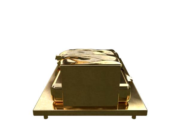 istock 3d rendering of a golden bed isolated on a white background 952016942