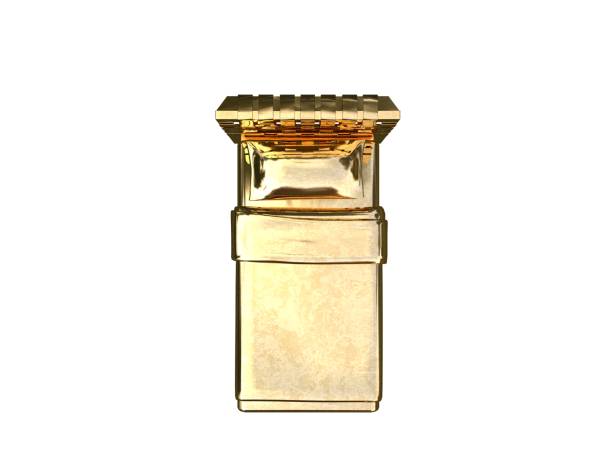 3d rendering of a golden bed isolated on a white background
