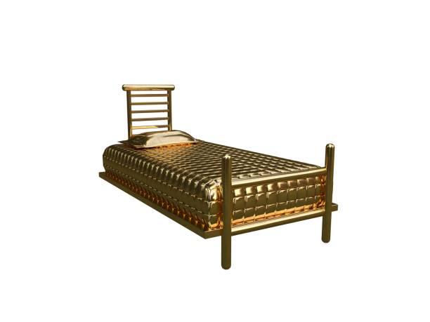 istock 3d rendering of a golden bed isolated on a white background 952017236