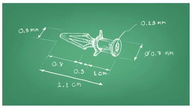 Vector illustration of Dimension of Plastic Anchor for Circuit Board