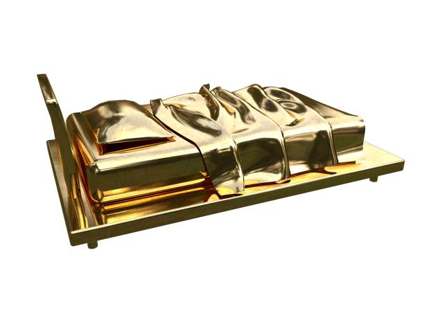 istock 3d rendering of a golden bed isolated on a white background 952017432