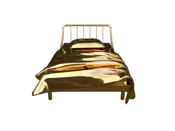 istock 3d rendering of a golden bed isolated on a white background 952017566