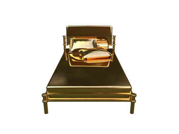 istock 3d rendering of a golden bed isolated on a white background 952017654
