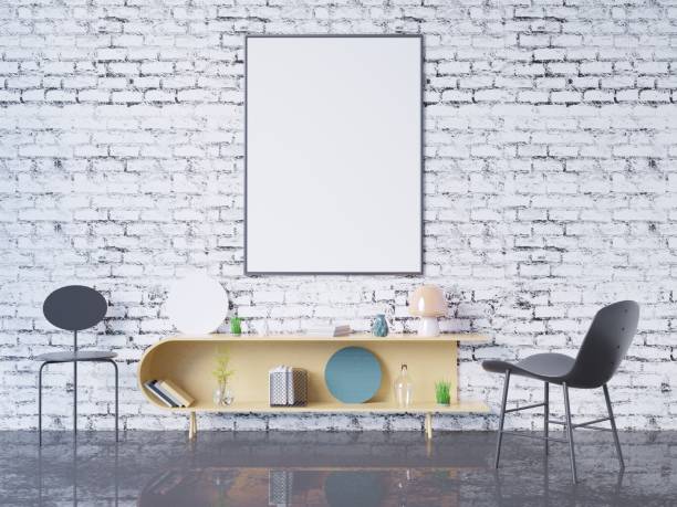 istock mock up poster frame in home office interior background, 3D render, 3D illustration 952018042