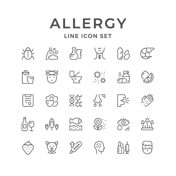 ilustrações de stock, clip art, desenhos animados e ícones de set line icons of allergy - gluten allergy