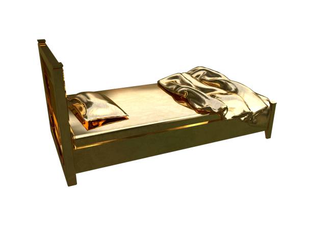 istock 3d rendering of a golden bed isolated on a white background 952020226