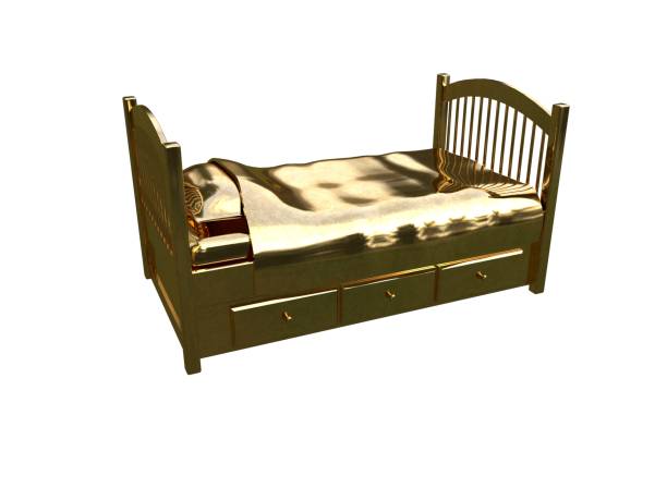 istock 3d rendering of a golden bed isolated on a white background 952020512