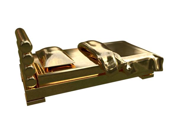 istock 3d rendering of a golden bed isolated on a white background 952020746