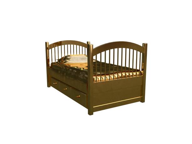 istock 3d rendering of a golden bed isolated on a white background 952020786