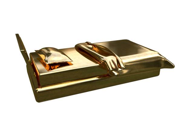 istock 3d rendering of a golden bed isolated on a white background 952020990