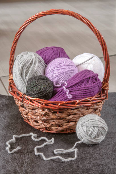 istock Knitting basket with  yarn and needles 952022150