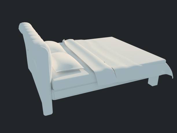 istock 3d rendering of a white bed isolated on a black dark background 952022580