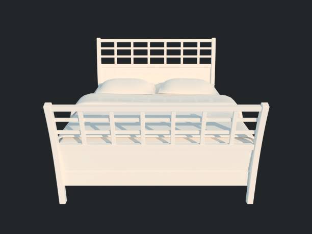 istock 3d rendering of a white bed isolated on a black dark background 952022606