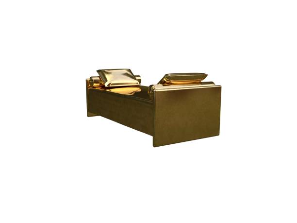 istock 3d rendering of a golden bed isolated on a white background 952022870
