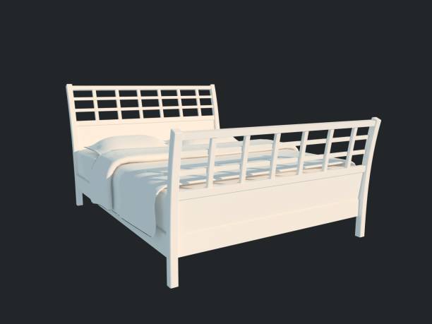 istock 3d rendering of a white bed isolated on a black dark background 952023930