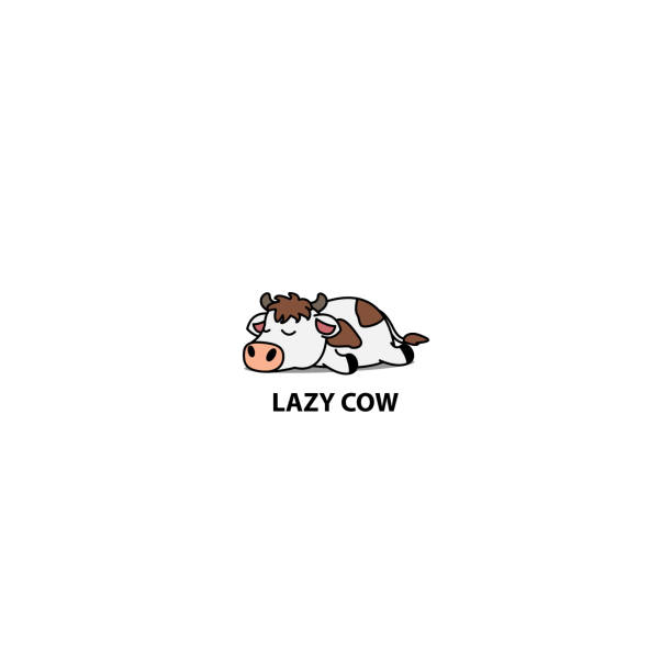 Lazy cow sleeping icon, vector illustration Lazy cow sleeping icon, vector illustration sleeping cow stock illustrations