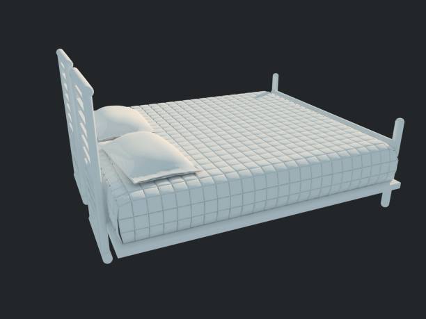 istock 3d rendering of a white bed isolated on a black dark background 952025412