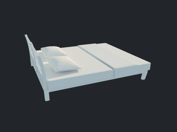 istock 3d rendering of a white bed isolated on a black dark background 952025528