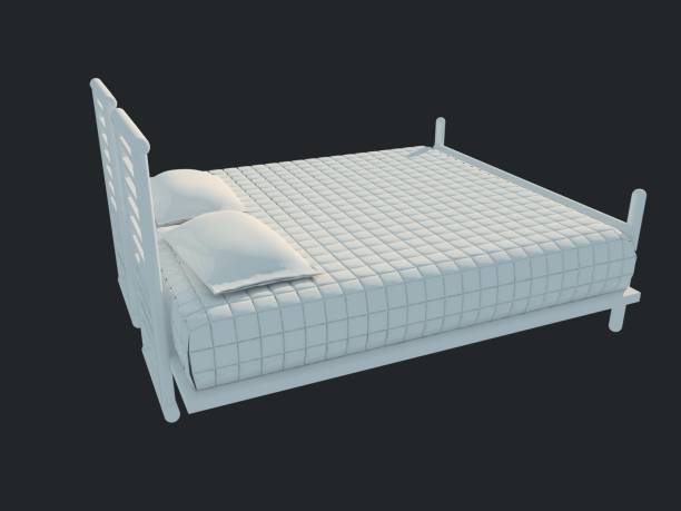 istock 3d rendering of a white bed isolated on a black dark background 952025632