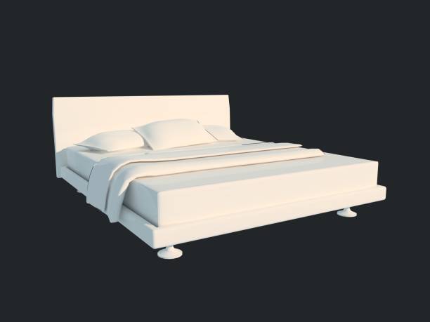 istock 3d rendering of a white bed isolated on a black dark background 952025706