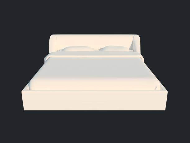 istock 3d rendering of a white bed isolated on a black dark background 952025754