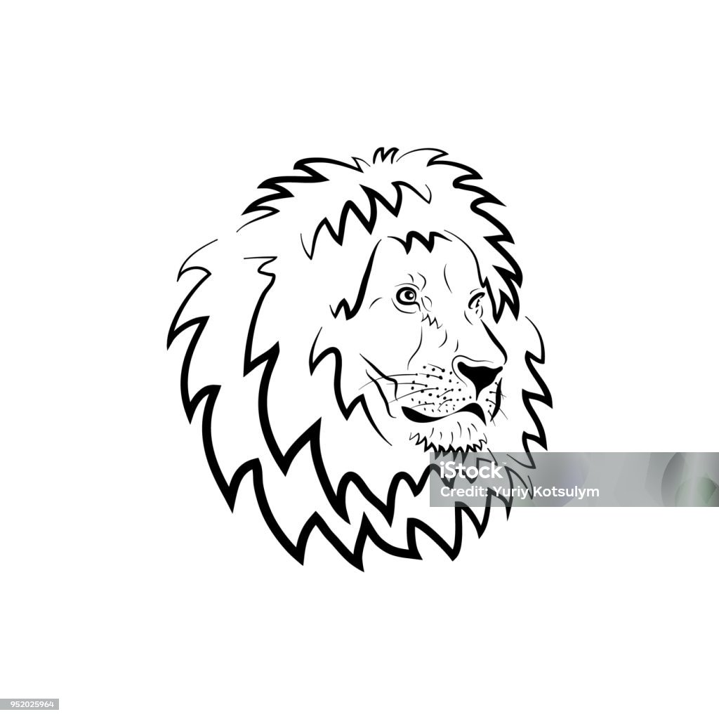 Head of lion. Sketch. Head of lion. Simplified. Africa stock illustration